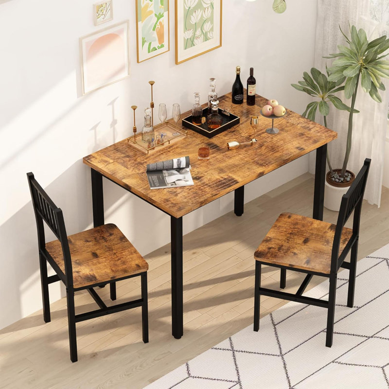3 Piece Dining Table Set For 2 Kitchen Table Set For 2 With Chairswood Breakfast Nook Table And Chairs Set Of 2 Dinette Set For Space Dining Roomapartment