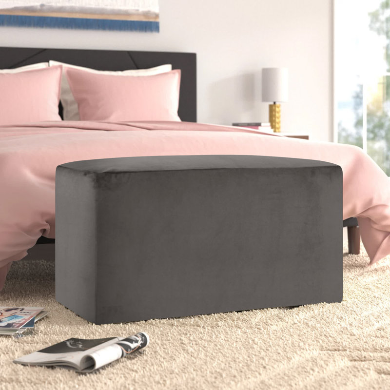 Azemar Polyester Upholstered Bench, Bella Pewter