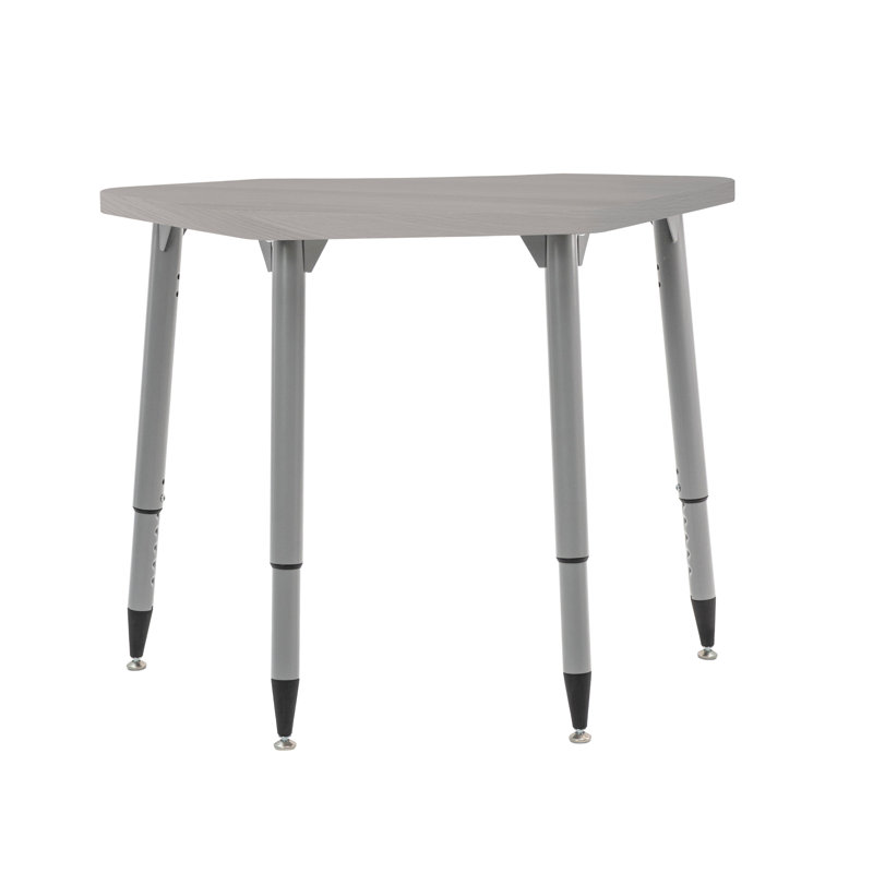 Table d'activité à grain de bois 24 x 36 avec pieds fuselés réglables, Bois gris clair, Argent argent