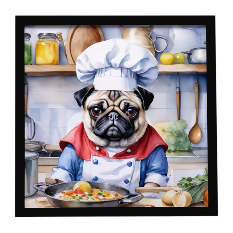 Pug The Chef Framed Metal Print
