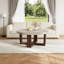 Table basse ronde avec plateau en marbre et base en croix, centre de table moderne pour le salon