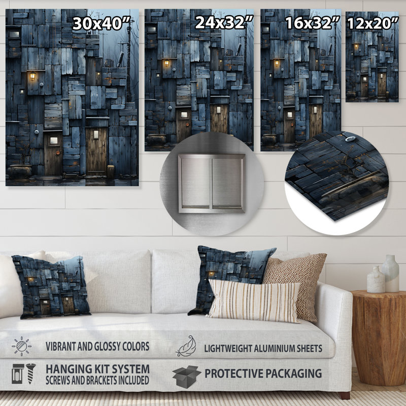Carreau gris Cubsism Elegance - tuile abstraite, art mural en métal, H 40 po x l 30 po x P 1,5 po
