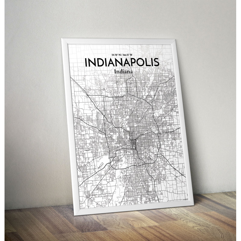 Indianapolis City Map - No Frame Print, 50.8cm H x 40.6cm W x 0.13cm D