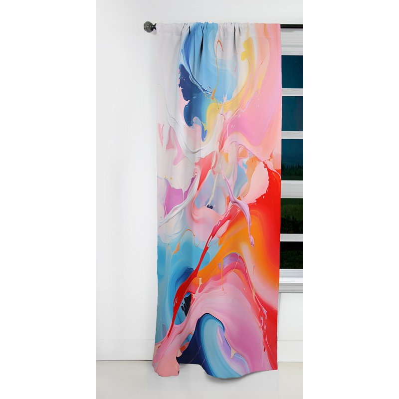Hunziker - Liquid Ink Curtain - Blackout Abstract Curtain - 1 Panels, 52" W x 108" L