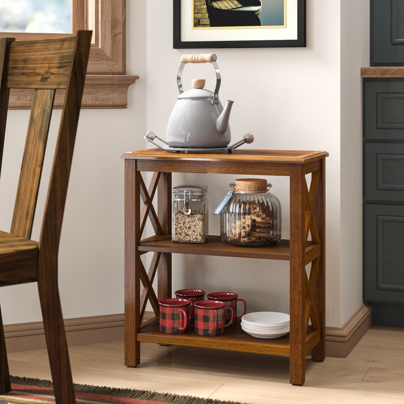 Lakelyn 25'' H x 22'' W Etagere Bookcase, Olive Ash Burl with Cherry