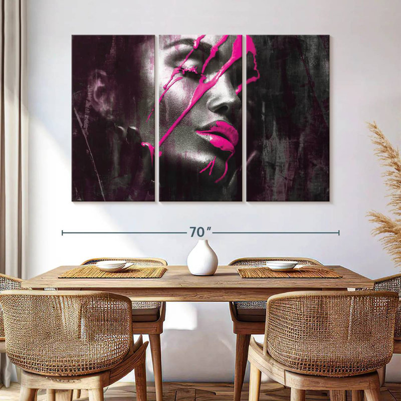 Leisha Purple Makeup Paint Drip, 42" H x 65" W