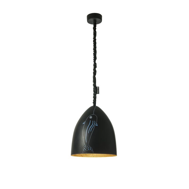 1 - Light Black Bell Pendant, Gold