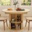 Table de salle à manger pour table de salle à manger extensible de 4 à 6,63 po avec tablette de rangement à 2 niveaux, meuble-lavabo rond ovale en bois avec base piédestal-625866854