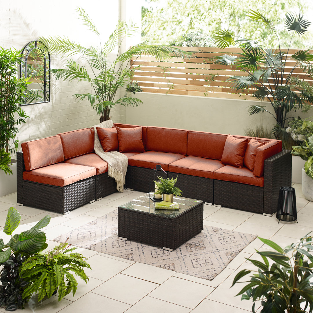 Miacomet Modular PE Rattan Garden Sofa Set and Table for Modern Gardens and Patios (Cover Included)