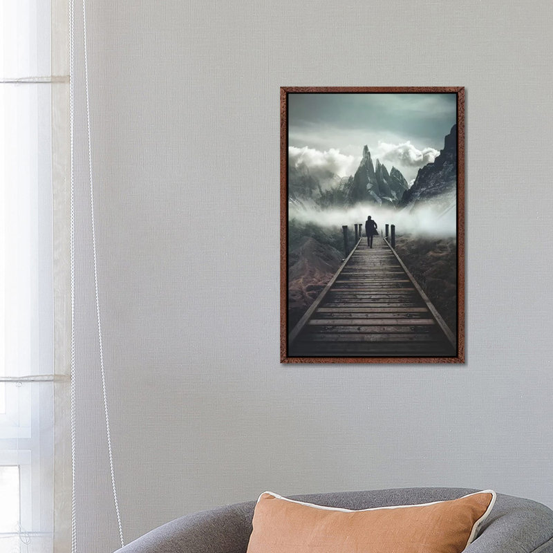 Astray by Rob Hakemo - Print on Canvas, 66.04 cm H x 45.72 cm W, Classic Brown Wood Framed