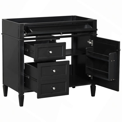36" Bathroom Vanity Without Top Sink, Modern Bathroom Storage Cabinet With 2 Drawers And A Tip-Out Drawer, Solid Wood Frame (NOT INCLUDE BASIN SINK)