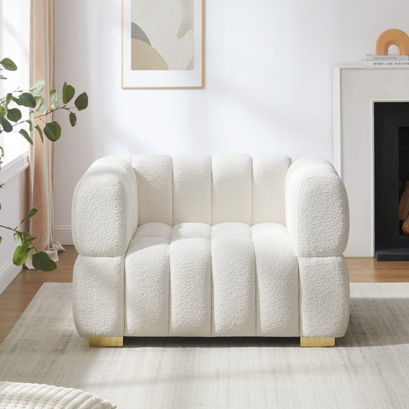 Fauteuil d'appoint 47,6 po capitonné Boucle, White