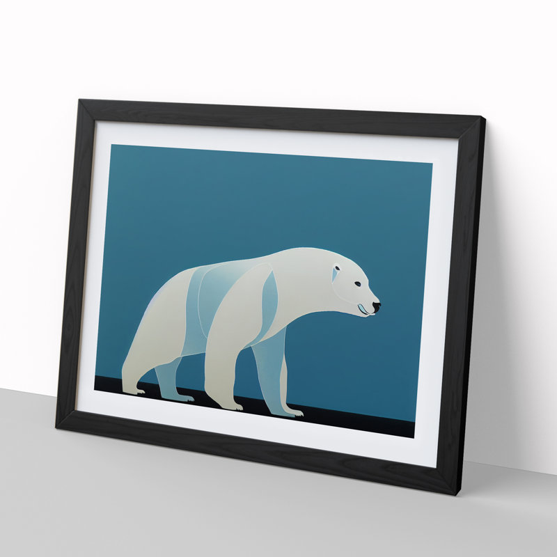 Special Abstract Polar Bear - Framed Print, Black, 46cm H x 64cm W x 2cm D