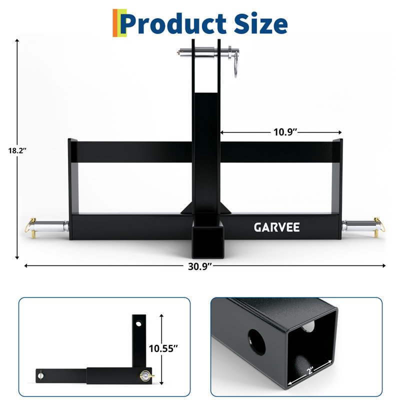 Adaptateur de barre d'attelage rapide 2 "avec attelage rapide 3" avec supports de poids de valise, Noir