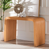 Bali & Pari Guevara Bohemian Light Honey Fluted Rattan Console Table