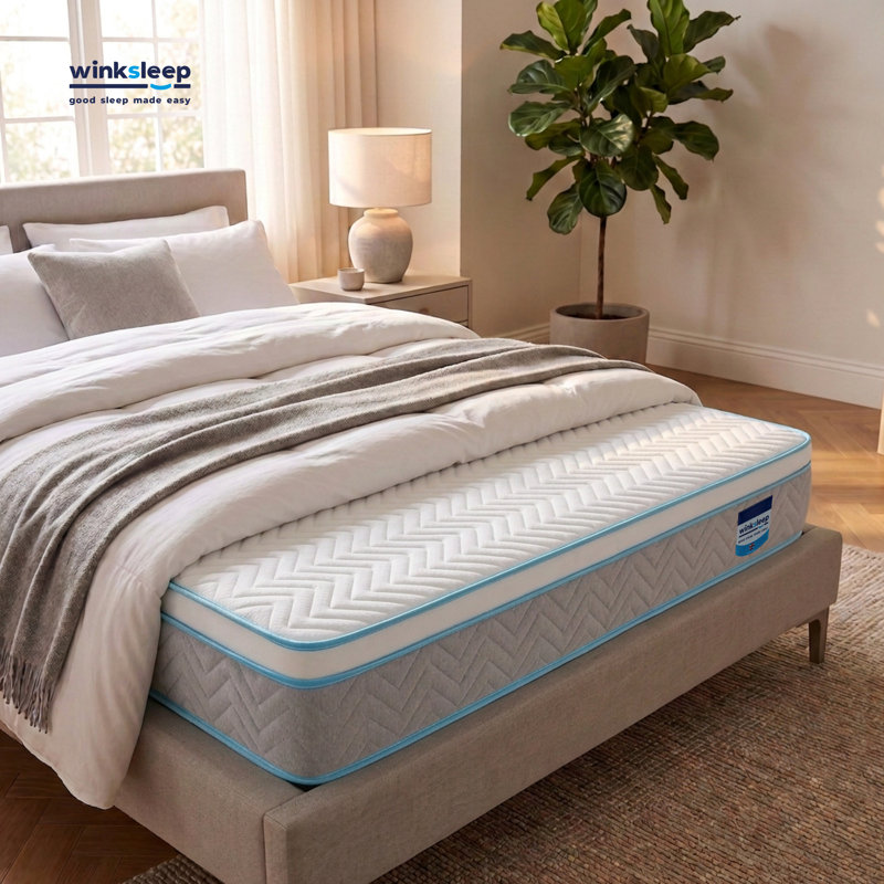 Winksleep Light Blue Euro Top Mattress, Medium-Firm with Pocket Springs , Single (3')