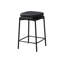 Ensemble de 2 tabourets de bar modernes en similicuir noir, hauteur de comptoir avec sièges rembourrés confortables et pieds en métal robustes