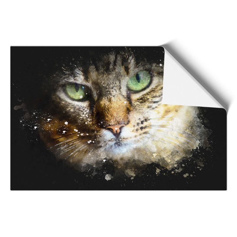 Portrait of a Cat Paint Splash - Frameless Print, 21cm H x 30cm W x 0.1cm D