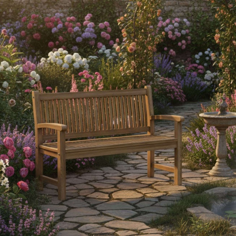 Jarvis Outdoor Teak Bench, 36" H x 59" W x 26.5" D
