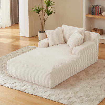 Sorrento Modern Indoor Chaise Lounge with High-Quality Corduroy Upholstery by NFusion
