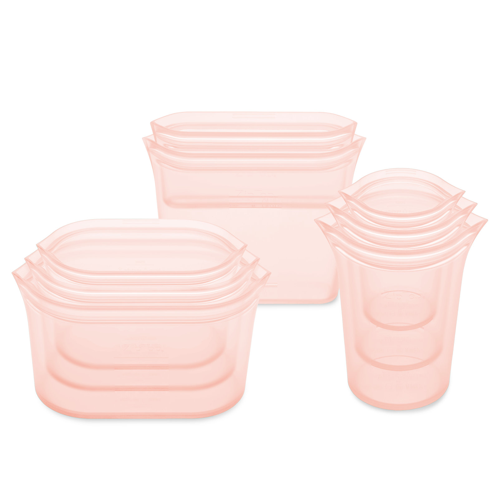 Zip Top Full Set Container Food Storage Set, Peach