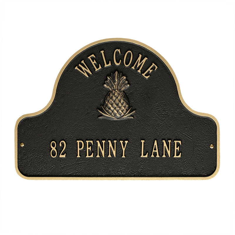 2-Line Wall Address Plaque, Black / Gold, Yes