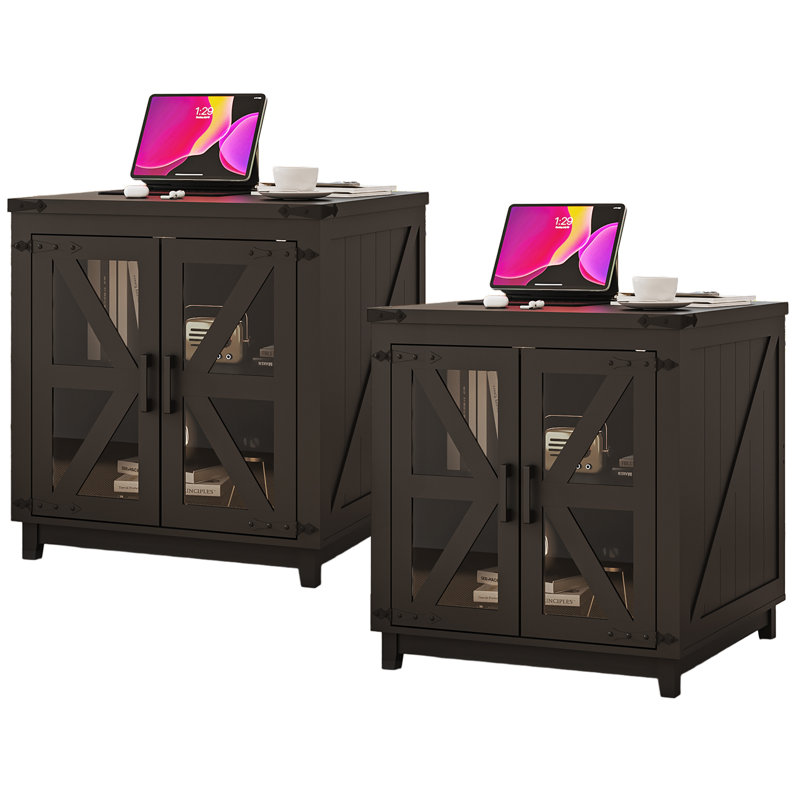 Table de bout avec station de charge, Plateau noir / base noire