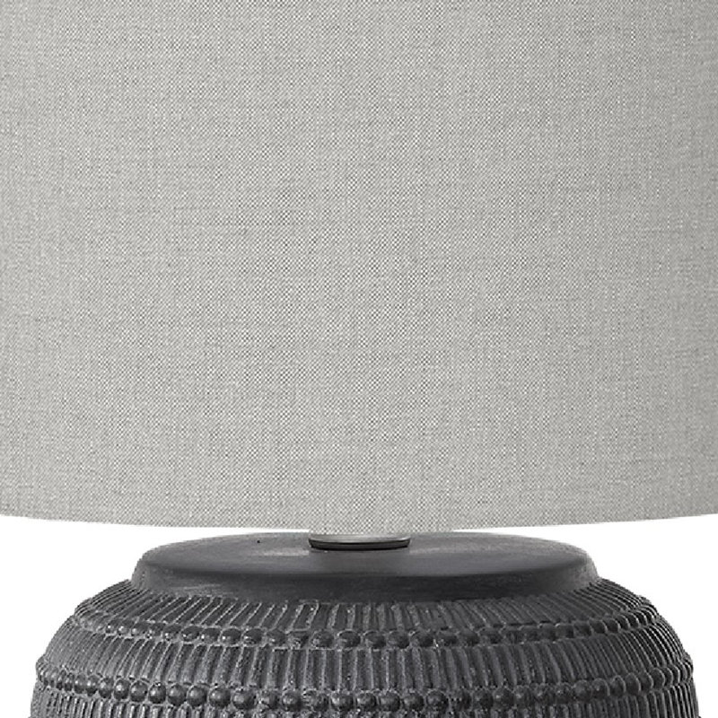 Lampe de table Pany, 17 po, abat-jour tambour gris, base en pot de céramique noire, Noir