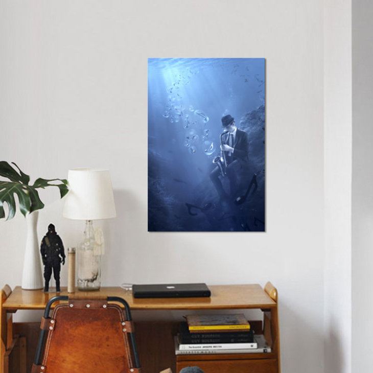 « blues », impression sur toile, H 26 po x l 18 po x P 1,5 po, Toile tendue, Pas de tapis