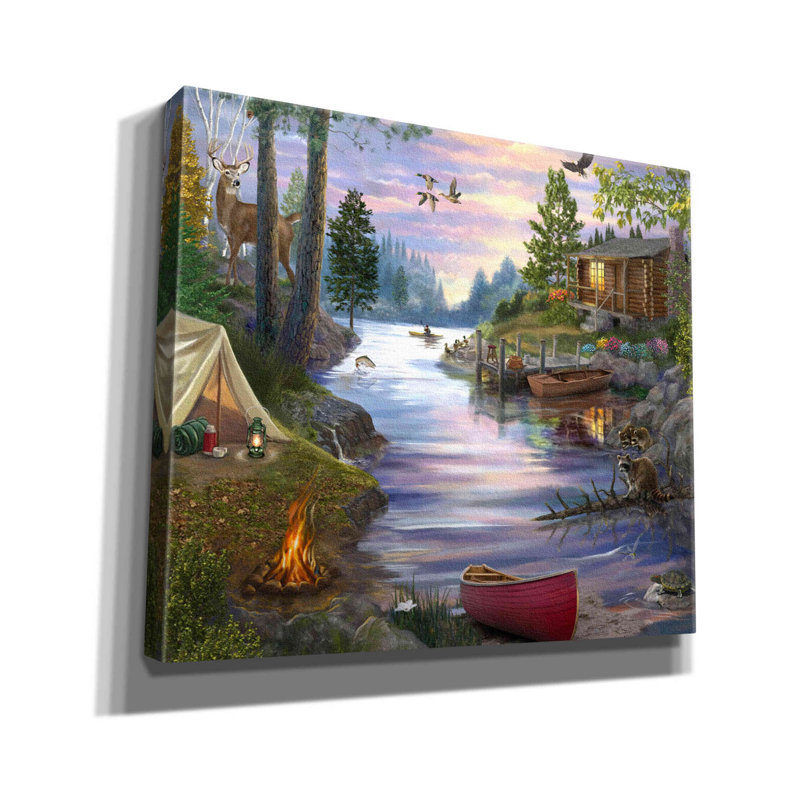 «Cabin Lake» par Bigelow, reproduction d'art sur toile tendue