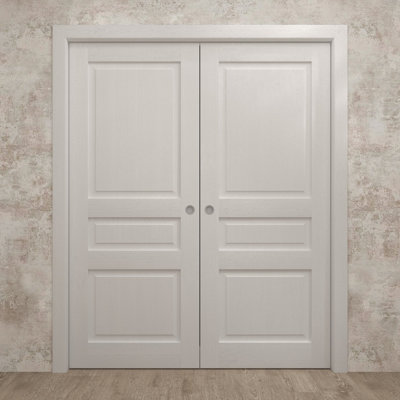 Sliding French Double Pocket Doors | Ego 5012 | Kit Rail Hardware | Solid Wood Interior Bedroom Modern Doors