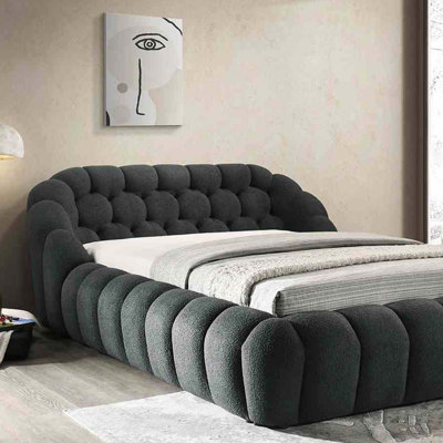 Modern Contemporary Chenille Tufted Platform Bed
