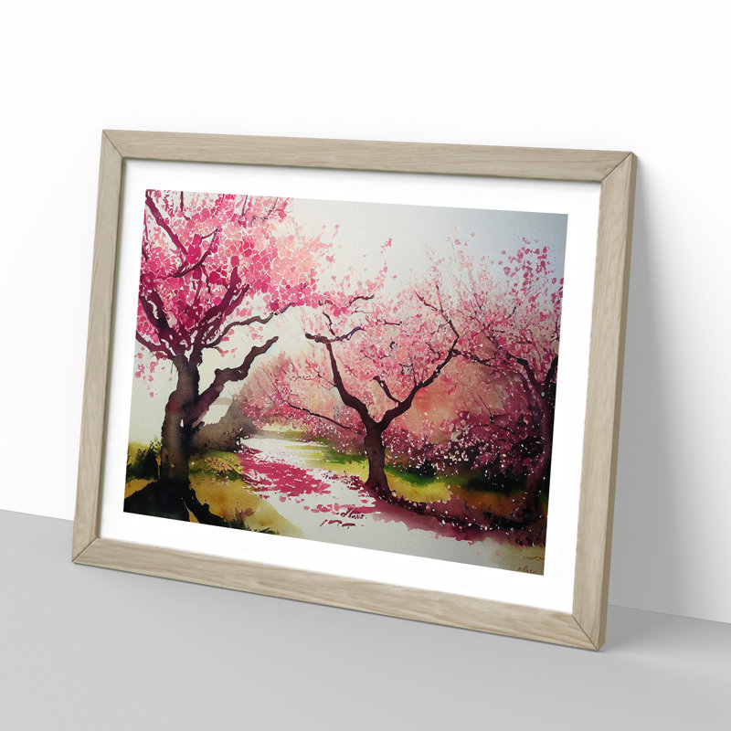 Interesting Cherry Blossom Trees - Framed Print, 46cm H x 64cm W x 2cm D, Oak