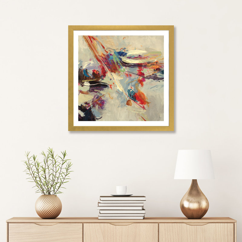 «Positif énergie I» par Randy Hibberd - reproduction d'art, H 24 po x l 24 po x p 1 po, Papier encadré doré