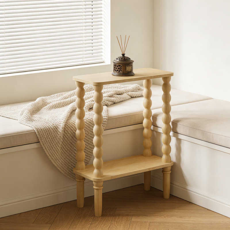 Table de bout étroite avec tablette de rangement à 2 niveaux, table d'appoint mince pour les petits espaces, design minimaliste pour le salon et la chambre à coucher
