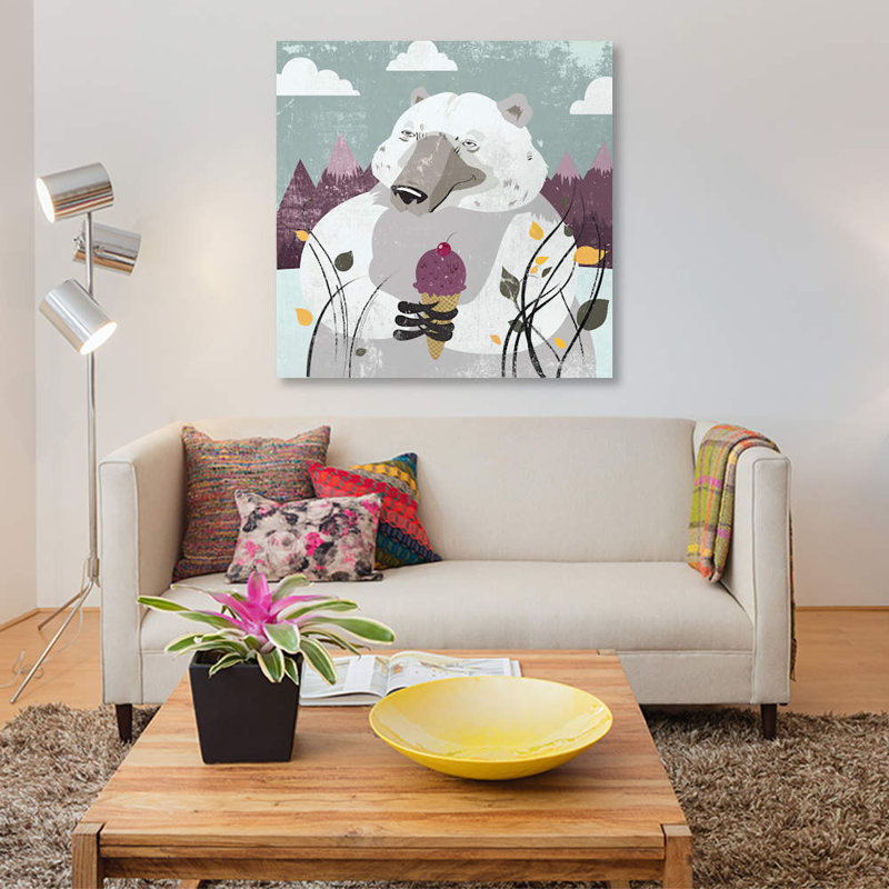 « polar bear », reproduction sur toile, H 26 po x l 26 po x P 1,5 po, Toile tendue, Pas de tapis