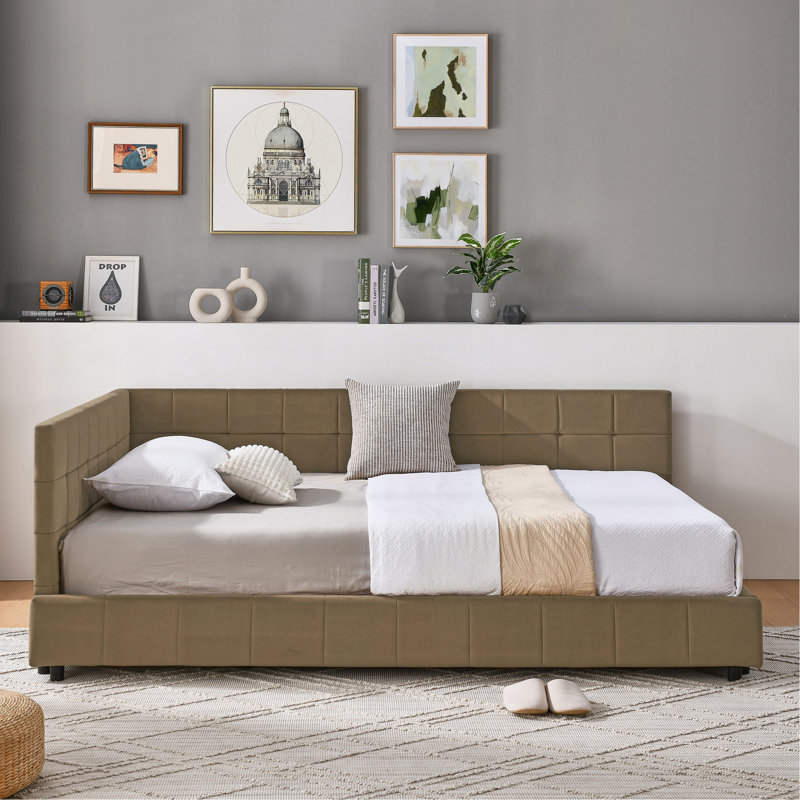 Structure de lit tapissier capitonné, structure de canapé-lit avec dossier et accoudoirs confortables, grand lit pour chambre à coucher, salon, velours