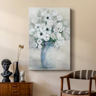 White Anemone Bouquet -Custom Wrapped Gallery Cavas