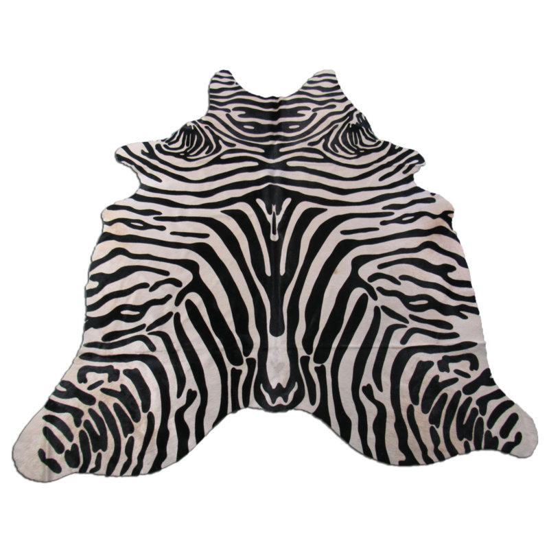 Handmade Augusto Zebra Pattern Cowhide Black/White Rug