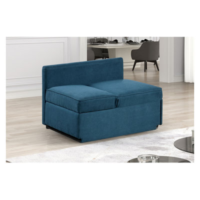Chaise convertible contemporaine bleue avec siège de rangement et appui-tête réglable