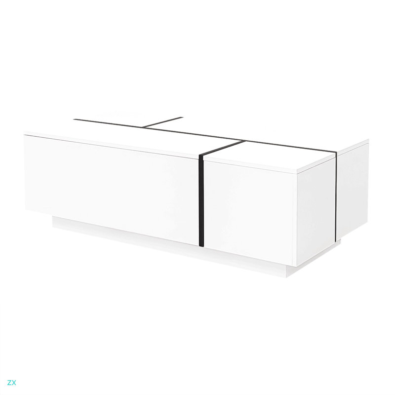 Table basse extensible de 47,2 po à 72,7 po, table basse multifonctionnelle avec finition ultrabrillante, table basse avec 2 espaces de rangement cachés et 2 tiroirs pour le salon
