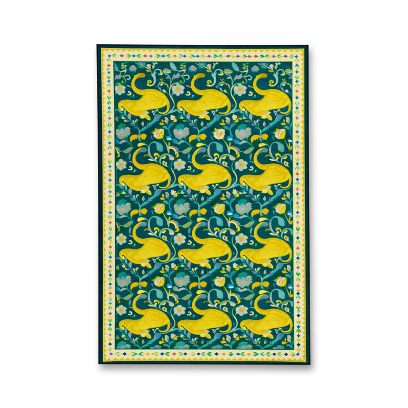 Tapis tissé à motif nautique vert Mosso, 3'3" x 4'11"