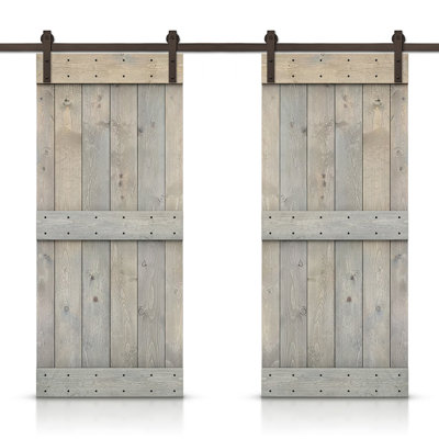 Panelled Wood and Metal Solid Wood Barn Door