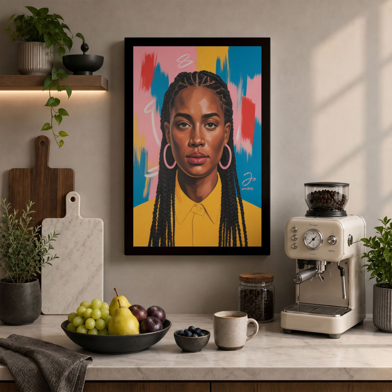 Composed Gaze Modern 1 Piece Wrapped Canvas Wall Art, 36x24 - 91.4 x 61.0 cm, White Border