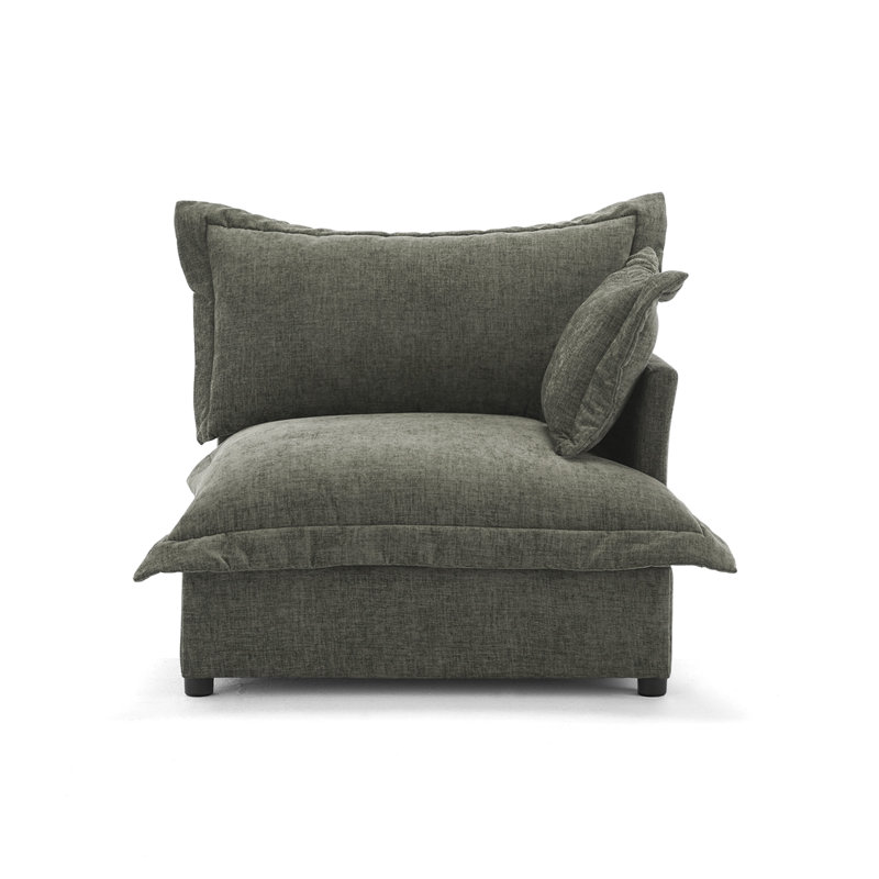 Plush Gray Upholstered Chenille Accent Chair with Oversized Cloud Cushions, Gray