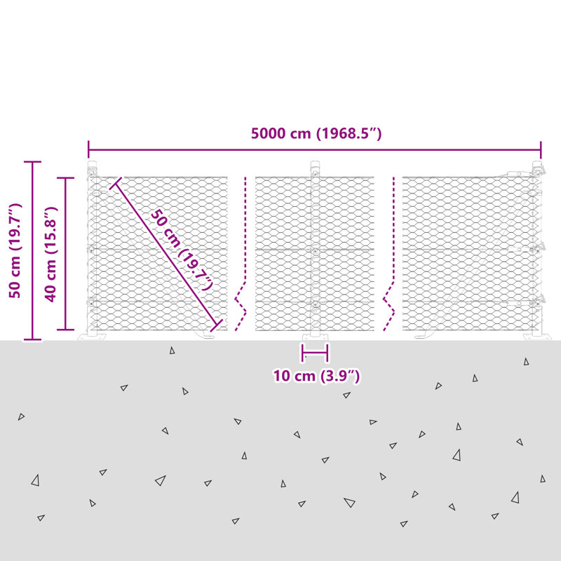 Hexagon Fence Steel, 40cm H x 5000cm W, Green