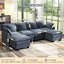 Canapé modulaire en U en chenille 6 pièces avec deux repose-pieds George-1107899809