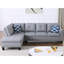 Ensemble de quatre sièges modulaires en L gris en similicuir gris, 3 pièces avec siège central rétractable pour des séances de jeu / cinéma confortables, comprend deux coussins décoratifs et un rangement, cadre en bois massif rembourré de mousse-1531800821