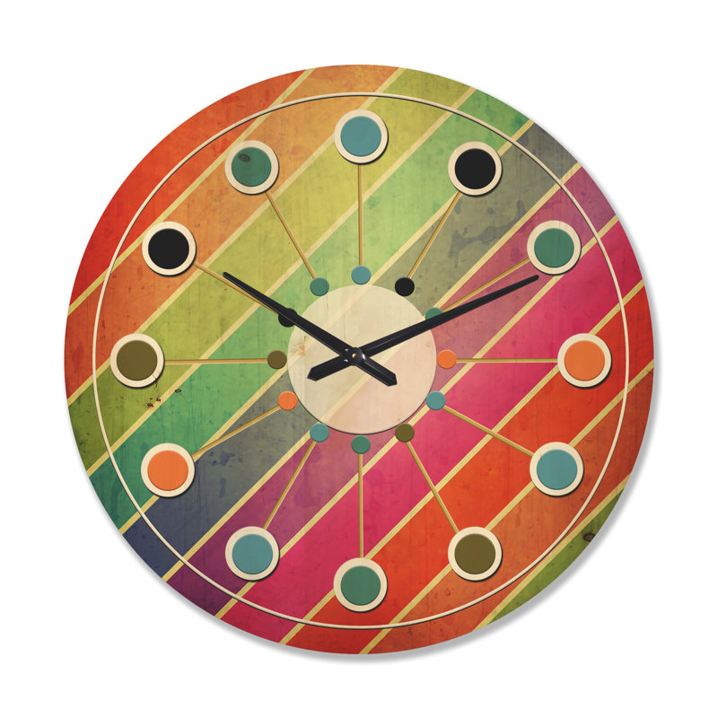 Horloge murale en bois à motif géométrique IV, Très grand