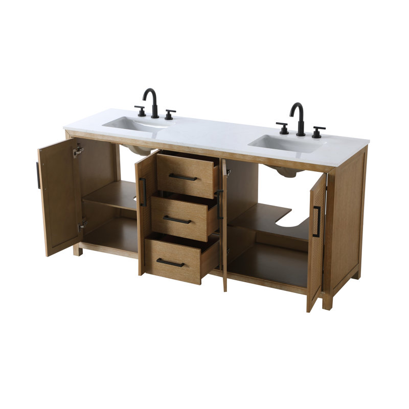 Meuble-lavabo double 72 po, Lin chêne